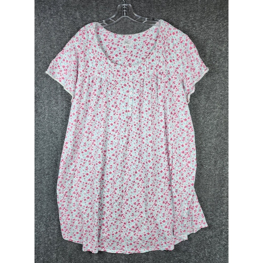 Aria Collection Nightgown Womens 4X Floral Short Sleeve Lace Trim Sleep Shirt